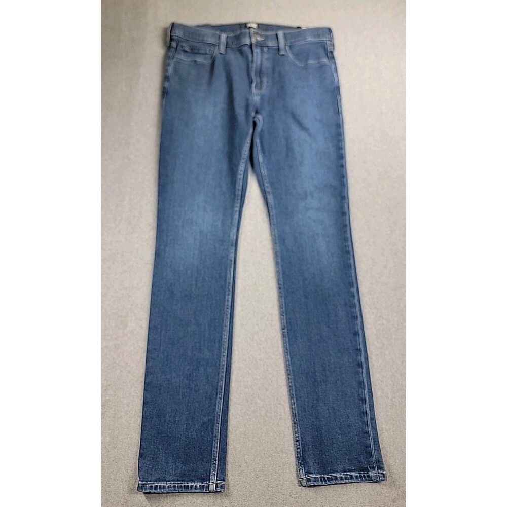 Paige Lennox Jeans Mens 32 34x32 Slim Straight Stretch Low Rise Dark Blue Preppy